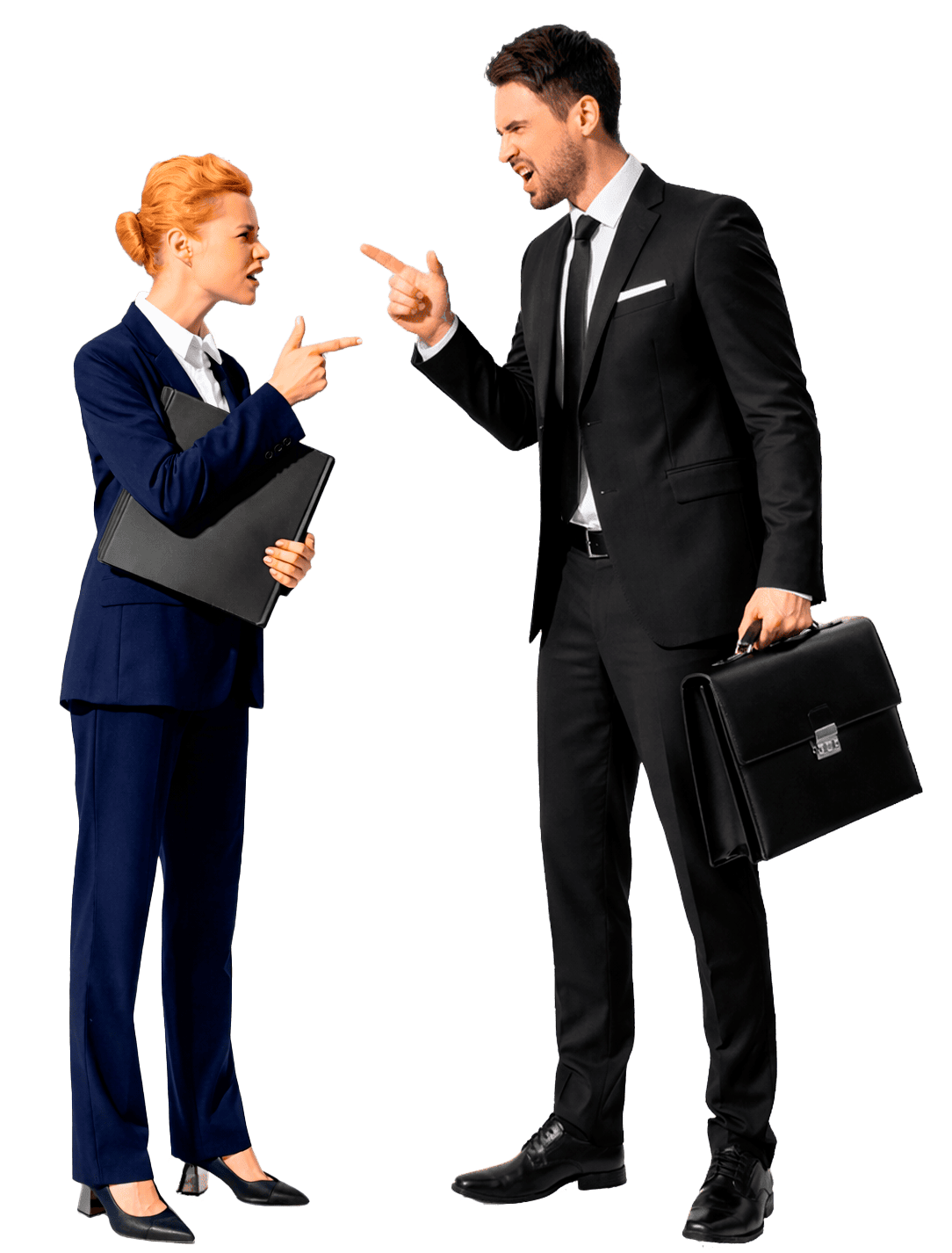 Арбитражные споры между мужчиной и женщиной в деловых костюмах